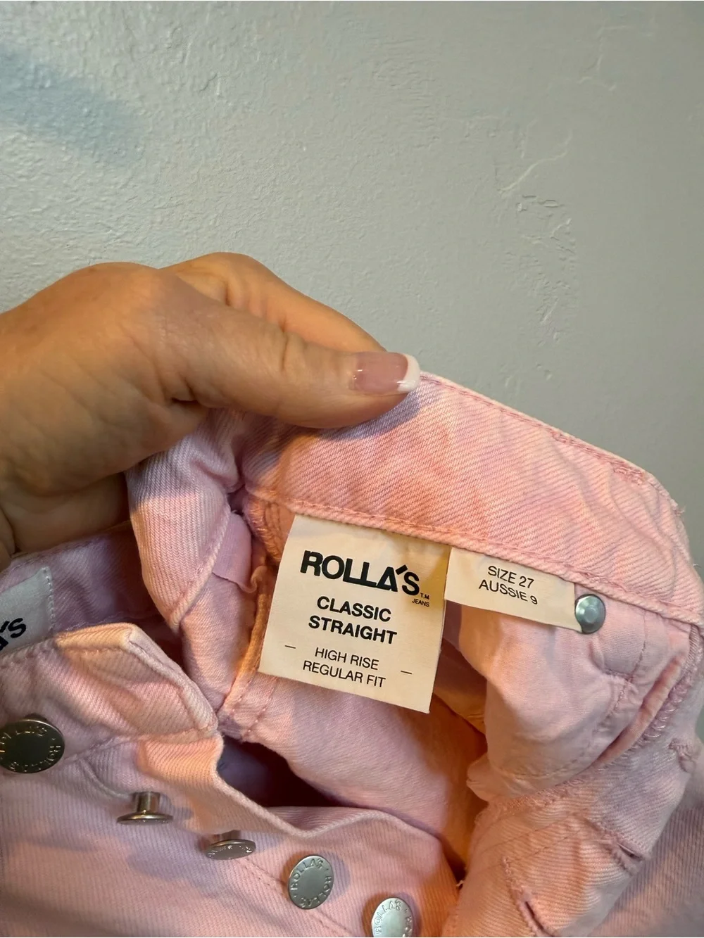 ROLLA'S Pastel Pink Straight Leg Jeans